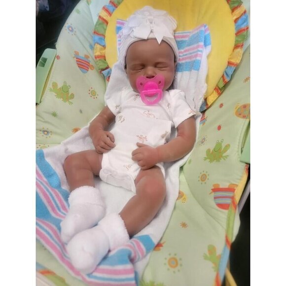 Other - 🆕18.5 inch Full Body Silicone Sleeping Tan Baby Girl Realistic Body Reborn Baby